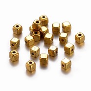Tibetan Style Alloy Spacer Beads, Cadmium Free & Nickel Free & Lead Free, Cube, Antique Golden, about 4mm long, 4mm wide, 4mm thick, hole: 1.5mm.(K0NP1032)