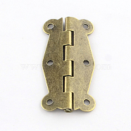 Wooden Box Accessories Metal Hinge, 180 Degree Fixed, Antique Bronze, 51x24x4mm, Hole: 3mm(X-IFIN-R203-52AB)