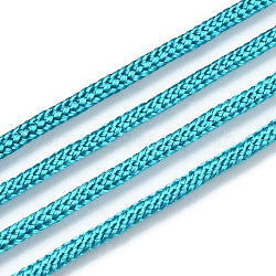 Polyester & Spandex Cord Ropes, 16-Ply, Deep Sky Blue, 2mm, about 109.36 yards(100m)/bundle(RCP-R007-349)