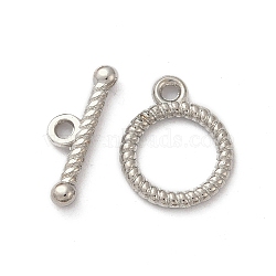 Tibetan Style Alloy Toggle Clasps, Cadmium Free & Lead Free, Platinum, Ring: 13x16mm, Bar :6x18mm, Hole: 2mm(WAC2016)