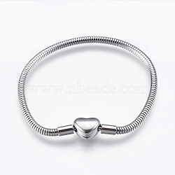 304 Stainless Steel European Style Chains Bracelet Making, with Clasps, Stainless Steel Color, 7-1/8 inch(180mm), 3mm(STAS-E428-10C-P)