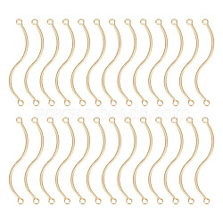 30Pcs Brass Connector Charms, Warp Shaped Links, Real 18K Gold Plated, 34.5x5.5x1mm, Hole: 1.5mm(KK-GO0001-27)