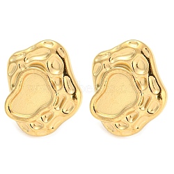 304 Stainless Steel Stud Earring Findings, Polygon Earring Settings, Real 18K Gold Plated, 19x15.5mm, Tray: 9x6.5mm(X-EJEW-I290-15G)