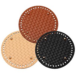 WADORN 3Pcs 3 Colors Leather Flat Round Bottom, for Knitting Bag, Women Bags Handmade DIY Accessories, Mixed Color, 15.2x0.4cm, Hole: 5.5mm, 1pc/color(FIND-WR0003-78)