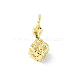 925 Sterling Silver Dice Charms, with Jump Rings, Golden, 9.5x5.5x4.5mm, Hole: 3.5mm(STER-M093-02G)