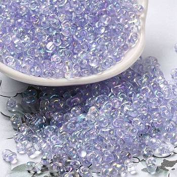 Glass Seed Beads, Peanut, Medium Purple, 5.5~6x3~3.5x3mm, Hole: 1~1.2mm, about 444pcs/50g