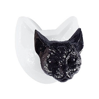 Halloween Devil Cat Head DIY Candlestick Silicone Molds, Resin Casting Molds, For UV Resin, Epoxy Resin Craft Making, White, 81x77x28mm, Inner Diameter: 49x64mm