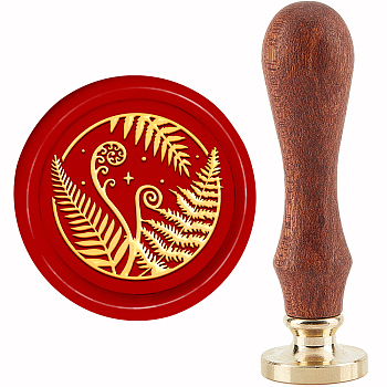 Brass Wax Seal Stamp with Handle, for DIY Scrapbooking, Leaf Pattern, 89x30mm