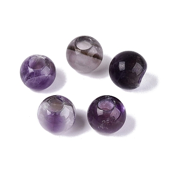 Natural Banded Amethyst European Beads, Smooth Round, Large Hole Beads, 10x9mm, Hole: 4mm