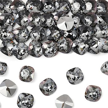 Preciosa&reg MAXIMA Crystal Fancy Stones, Czech Crystal, 435 36 132 Cushion Square, Aluminium Layer, 00030 260 NightFall, 10x10mm