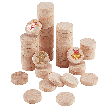 Unfinished Wooden Discs, Wood Cutout Circles Chips, for Arts & Crafts Projects, Flat Round, BurlyWood, 2x0.5cm, 100pcs/bag