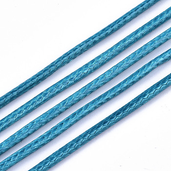 Waxed Polyester Cords, for Jewelry Making, Deep Sky Blue, 2mm, about 10m/roll