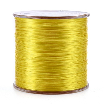 Flat Elastic Crystal String, Elastic Beading Thread, for Stretch Bracelet Making, Yellow, 0.5mm, about 328.08 yards(300m)/roll