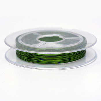 Round Copper Jewelry Wire, Green, 0.3mm, about 32.8 Feet(10m)/roll, 10 rolls/group