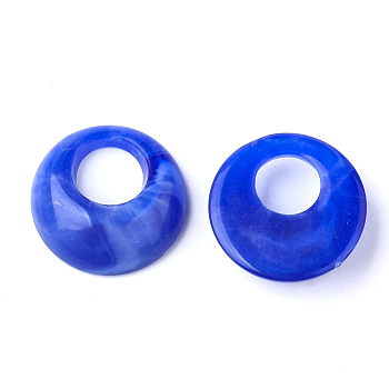 Acrylic Pendants, Imitation Gemstone Style, Flat Round, Blue, 19.5x6mm, Hole: 8mm, about 460pcs/500g
