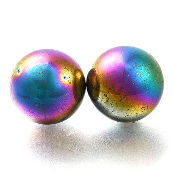 Synthetic Magnetic Hematite Sphere Beads, No Hole, Round, Rainbow Plated, 19.5mm