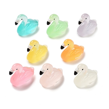 Resin Flamingo Shape Figurines, for Home Desktop Decoration, Mixed Color, 28x16x30mm