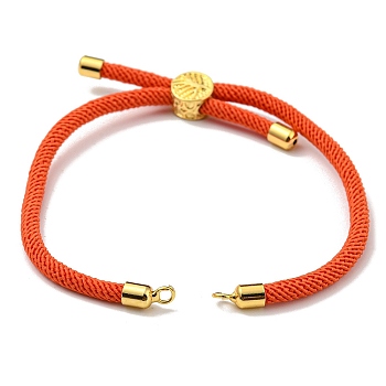 Nylon Cords Bracelet Makings Fit for Connector Charms, with Golden Brass Tree Slider Beads, Long-Lasting Plated, Orange Red, 8-5/8 inch(22cm), Hole: 1.9mm