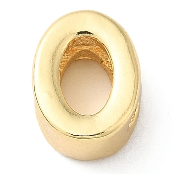 Rack Plating Brass Slide Charms, Cadmium Free & Lead Free, Real 18K Gold Plated, Letter, Letter O, 7.5x6x3.5mm, Hole: 1.4mm