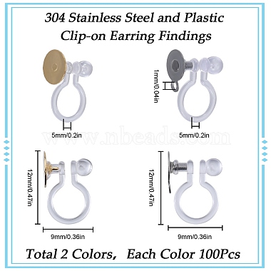 sunnyclue 20piezas 2 estilos 304 fornituras para aretes con clip de acero inoxidable y plástico(STAS-SC0006-82)-2