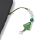 Brass Glass with Natural Quartz Crystal with Natural White Jade Mobile Straps(HJEW-JM02288)-4