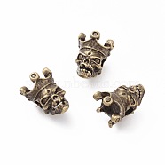 Tibetan Style Alloy Beads, Skull Head, Antique Bronze, 13x10.5x9.5mm, Hole: 3mm(PALLOY-F257-04AB)