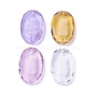 Glass Links connectors, Faceted, Oval with Buddha, Mixed Color, 30x20x6mm, Hole: 1.2mm(GLAA-L019-B)