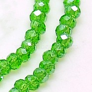 Electroplate Glass Beads Strands, AB Color Plated, Faceted, Rondelle, Green, 2.5x2mm, Hole: 0.8mm, about 168~170pcs/strand, 16.9 inch(X-EGLA-F003-C16)