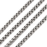 Men's Jewelry Making 304 Stainless Steel Box Chains, Unwelded, Stainless Steel Color, 4x4x2mm(CHS-A003F-4.0mm)