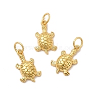Rack Plating Eco-Friendly Brass Pendants, with Jump Rings, Long-Lasting Plated, Lead Free & Cadmium Free, Tortoise Charm, Real 18K Gold Plated, 15.5x9.5x3.5mm, Hole: 3.5mm(KK-A177-24G)