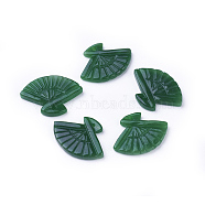 Carved Natural Myanmar Jade/Burmese Jade Pendants, Dyed, Fan, 18x24~24.5x3mm, Hole: 1mm(G-L495-32)