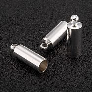 Brass Cord Ends, End Caps, Long-Lasting Plated, Column, 925 Sterling Silver Plated, 15x5mm, Hole: 1.8mm, Inner Diameter: 4mm(KK-H759-42C-S)