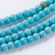 Synthetic Turquoise Beads Strands, Round, Dyed & Heated, Deep Sky Blue, 4mm, Hole: 1mm, about 100pcs/strand, 13.78 inch(35cm)(G-E456-45A-4mm)
