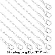 Brass Cable Chain Necklaces, for Beadable Necklace Making, Silver, 17.72 inch(45cm)(NJEW-YW0001-21A-S)