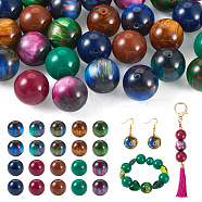 50Pcs 10 Styles Opaque Resin Beads, Pearlized, Round, Mixed Color, 19.5~20mm, Hole: 2~2.2mm, 5pcs/style(RESI-BT0001-31)