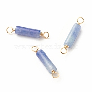 Natural Blue Aventurine Connector Charms, with Light Gold Eco-Friendly Copper Wire Wrapped, Column, 22~23.5x4mm, Hole: 2.2~2.4mm(PALLOY-JF01454-01)