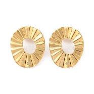 304 Stainless Steel Stud Earring Findings, Donut with Hole, Golden, 21.5x18mm, Hole: 1.5mm, Pin: 0.8mm(STAS-P328-17G)