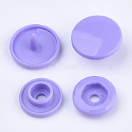 Resin Snap Fasteners, Raincoat Buttons, Flat Round, Lilac, Cap: 12x6.5mm, Pin: 2mm, Stud: 10.5x3.5mm, Hole: 2mm, Socket: 10.5x3mm, Hole: 2mm(SNAP-A057-B28)