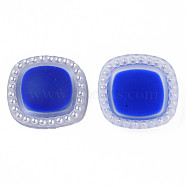 Acrylic Cabochons, with ABS Plastic Imitation Pearl Beads, Square, Medium Blue, 20.5x20.5x5mm(KY-N015-134D)