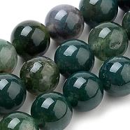 Natural Moss Agate Beads Strands, Round, 10mm, Hole: 1mm, about 37pcs/strand,  14.76 inch(37.5cm)(G-I199-06-10mm)