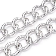 Aluminum Curb Chains, Twist Link Chains, Unwelded, Platinum, 29x24x5mm(CHA-N003-13P)