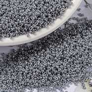 MIYUKI Round Rocailles Beads, Japanese Seed Beads, (RR443) Opaque Gray Luster, 15/0, 1.5mm, Hole: 0.7mm, about 5555pcs/bottle, 10g/bottle(SEED-JP0010-RR0443)