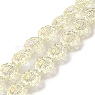 Transparent Electroplate Glass Beads Strands, Rainbow Plated, Sunflower, Lemon Chiffon, 15x9mm, Hole: 1mm, about 44~45pcs/strand, 25.20~25.98 inch(64~66cm)(GLAA-G098-04L)
