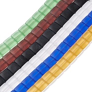 Transparent Frosted Glass Beads Strands, Square, Mixed Color, 12x12x4.5mm, Hole: 1mm, about 50pcs/strand, 23.23''~24.02''(59~61cm)(FGLA-S001-M01)