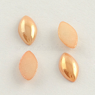 Pearlized Plated Opaque Glass Cabochons, Horse Eye, PeachPuff, 12x6x3mm(PORC-S779-6x12-20)