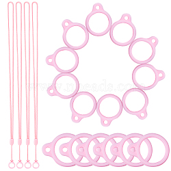 4Pcs Polyester Cord Mobile Phone Neck Lanyard, with 32Pcs Silicone Pendant, for Electronic Stylus & Lighter Making, Pink, Inner Diameter: 13mm(DIY-GF0007-94)