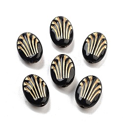 Plating Acrylic Beads, Golden Metal Enlaced, Oval, Black, 17x11.5x6mm, Hole: 1.8mm, 724pcs/500g(OACR-Q084-05B)