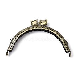 Iron Purse Frames Handles, Half Round with Cat, for Bag Accessories, Antique Bronze, 6.5x10.8x1.15cm, Inner Diameter: 10.5cm(FIND-WH0099-70AB-B)