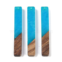 Resin & Wood Big Pendants, Rectangle Charms, Dodger Blue, 51.5x7.5x3.5mm, Hole: 1.8mm(WOOD-F015-02B)