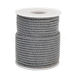 Nylon Threads, Milan Cords/Twisted Cords, Dark Gray, 3mm, about 21.87 yards(20m)/roll(NWIR-C004-03J)